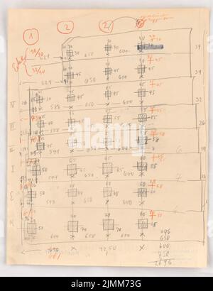 Poelzig Hans (1869-1936), Sigmund Goeritz AG, Chemnitz (1924-1926): Coupe. Crayon et crayon de couleur, 31,2 x 24 cm (y compris les bords de numérisation) Banque D'Images