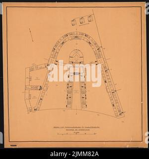 Poelzig Hans (1869-1936), écoles professionnelles de Berlin-Charlottenburg (1927): Plan d'étage 1: 500. Encre sur transparent, 83,2 x 83,2 cm (y compris les bords de numérisation) Banque D'Images