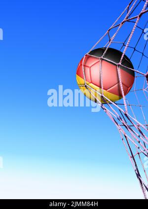 Ballon de football allemand dans un filet Banque D'Images