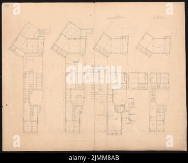 Messel Alfred (1853-1909), immeuble d'appartements et de commerces, Berlin (1893): Grundrisse. Crayon sur papier, 90,1 x 110,8 cm (y compris les bords de numérisation) Banque D'Images