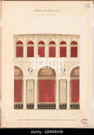 Böckmann Wilhelm (1832-1902), maison de palais à Berlin. Concours Schinkel 1858 (11,1860) : mur intérieur Rising de la salle de danse ; barre d'échelle. Tuche aquarelle sur la boîte, 63,3 x 46,1 cm (y compris les bords de numérisation) Banque D'Images