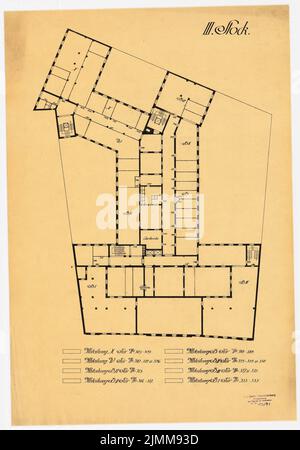 Messel Alfred (1853-1909), bâtiment administratif de l'AEG (General Elektrizitätsgesellschaft) à Berlin (1905-1907), plan de plancher 3rd, pression sur transparent, tu UB Plan collection inv. N° 12049 Banque D'Images