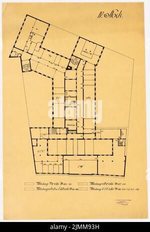 Messel Alfred (1853-1909), bâtiment administratif de l'AEG (Allgemeine Elektrizitätsgesellschaft) à Berlin (1905-1907), plan d'étage 4th, pression sur transparent, tu UB Plan collection inv. N° 12050 Banque D'Images