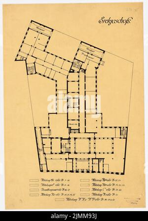 Messel Alfred (1853-1909), bâtiment administratif de l'AEG (General Elektrizitätsgesellschaft) à Berlin (1905-1907), plan d'étage EG, pression sur transparent, tu UB Plan collection inv. N° 12046 Banque D'Images