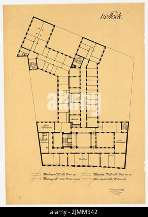 Messel Alfred (1853-1909), bâtiment administratif de l'AEG (General Elektrizitätsgesellschaft) à Berlin (1905-1907), plan d'étage 1st étage, pression sur transparent, tu UB Plan collection inv. N° 12047 Banque D'Images