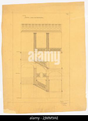 Messel Alfred (1853-1909), bâtiment administratif de l'AEG (général Elektrizitätsgesellschaft) à Berlin (08,1905), section transversale de l'escalier, crayon sur transparent, tu UB Plan collection inv. N° 12116 Banque D'Images