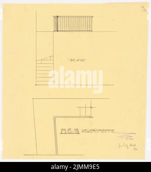 Messel Alfred (1853-1909), bâtiment administratif de l'AEG (General Elektrizitätsgesellschaft) à Berlin (1905-1907), escaliers, 1:20, crayon sur transparent, tu UB Plan collection Inv. N° 12140 Banque D'Images