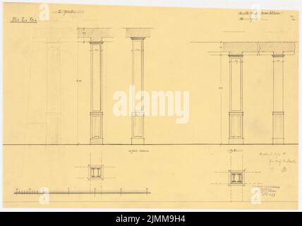 Messel Alfred (1853-1909), bâtiment administratif de l'AEG (General Elektrizitätsgesellschaft) à Berlin (16 mai 1906), panneaux de piliers OG, crayon sur transparent, tu UB Plan collection Inv. N° 12168 Banque D'Images