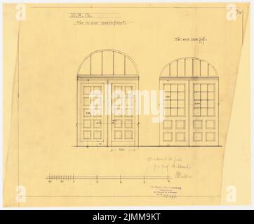 Messel Alfred (1853-1909), bâtiment administratif de l'AEG (général Elektrizitätsgesellschaft) à Berlin (16 juillet 1906), porte de passage, crayon sur transparent, tu UB Plan collection inv. N° 12187 Banque D'Images