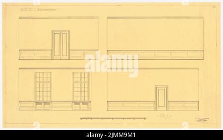 Messel Alfred (1853-1909), bâtiment administratif de l'AEG (Allgemeine Elektrizitätsgesellschaft) à Berlin (1905-1907), revêtement mural pour salles de directeurs, crayon sur transparent, tu UB Plan collection Inv. N° 12192 Banque D'Images