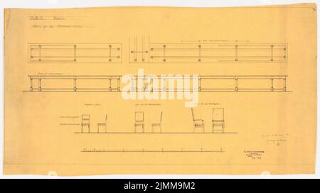 Messel Alfred (1853-1909), bâtiment administratif de l'AEG (Allgemeine Elektrizitätsgesellschaft) à Berlin (28.08.1906), mobilier de salle de réunion, crayon sur transparent, tu UB Plan collection inv. N° 12190 Banque D'Images