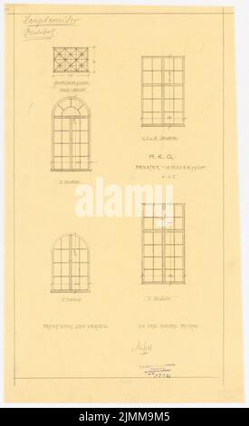 Messel Alfred (1853-1909), bâtiment administratif de l'AEG (General Elektrizitätsgesellschaft) à Berlin (1905-1907), fenêtre, 1:25, crayon sur transparent, tu UB Plan collection inv. N° 12186 Banque D'Images