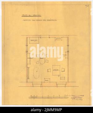 Messel Alfred (1853-1909), bâtiment administratif de l'AEG (Allgemeine Elektrizitätsgesellschaft) à Berlin (1905-1907), plan de mobilier, crayon sur transparent, tu UB Plan collection inv. N° 12197 Banque D'Images