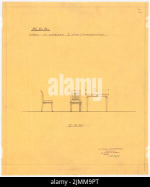 Messel Alfred (1853-1909), bâtiment administratif de l'AEG (General Elektrizitätsgesellschaft) à Berlin (1905-1907), mobilier de couloir, 1:20, crayon sur transparent, tu UB Plan collection Inv. N° 12204 Banque D'Images