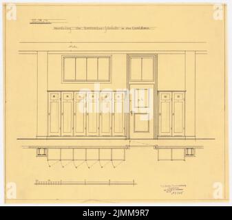 Messel Alfred (1853-1909), bâtiment administratif de l'AEG (General Elektrizitätsgesellschaft) à Berlin (1905-1907), Flurgdarderobenränke, crayon sur transparent, tu UB Plan collection Inv. N° 12205 Banque D'Images