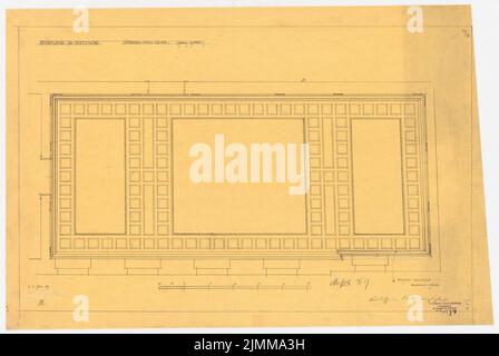 Messel Alfred (1853-1909), immeuble commercial de la Banque nationale, Berlin (14 septembre 1907), salle de réunion : vue, crayon sur transparent, Stock de collecte de plan UB UC N° 12278 Banque D'Images