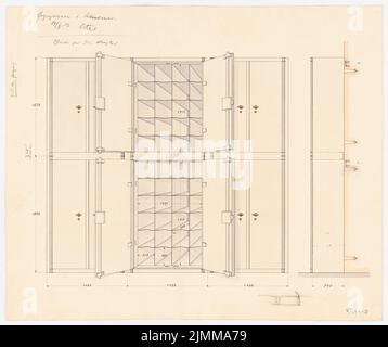 Messel Alfred (1853-1909), immeuble commercial de la Banque nationale, Berlin (27 février 1907), coffres-forts: Vue et coupe, encre, encre. N° 12291 Banque D'Images