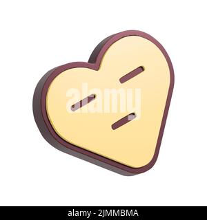 Illustration du visage smiley sans émoticône 3D. Personnage de coeur de dessin animé isolé sur fond blanc. Banque D'Images