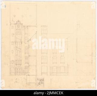 Messel Alfred (1853-1909), immeuble d'appartements et de commerces, Berlin (1893), vues sur la cour, crayon sur papier, tu UB Plan collection inv. N° 12863 Banque D'Images