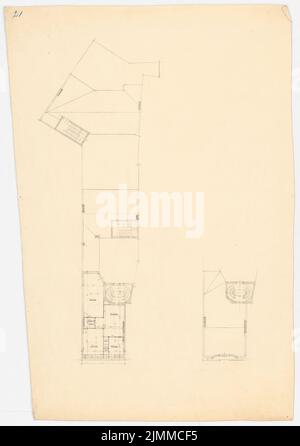 Messel Alfred (1853-1909), immeuble d'appartements et de commerces, Berlin (1893), plan d'étage grenier, crayon sur papier, tu UB Plan collection inv. N° 12855 Banque D'Images