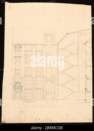 Messel Alfred (1853-1909), immeuble d'appartements et de commerces, Berlin (1893), 2nd maison arrière: Vue, escalier coupé, crayon sur papier, tu UB Plan collection inv. N° 12868 Banque D'Images