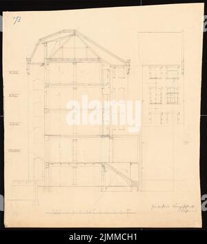 Messel Alfred (1853-1909), immeuble d'appartements et de commerces, Berlin (1893), 2nd maison arrière: Section transversale, crayon sur papier, tu UB Plan collection inv. N° 12874 Banque D'Images