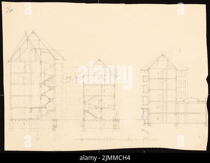 Messel Alfred (1853-1909), immeuble d'appartements et de commerces, Berlin (1893), section longitudinale, crayon sur papier, tu UB Plan collection inv. N° 12870 Banque D'Images