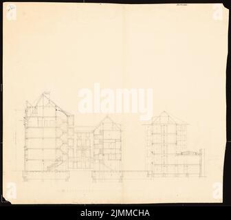 Messel Alfred (1853-1909), immeuble d'appartements et de commerces, Berlin (1893), section longitudinale, crayon sur papier, tu UB Plan collection inv. N° 12871 Banque D'Images