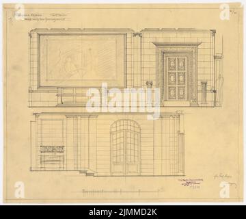 Messel Alfred (1853-1909), immeuble résidentiel Dr. E. Simon, Berlin (1902-1902), vues murales du vestibule, crayon sur transparent, tu UB Plan collection inv. N° 13024 Banque D'Images