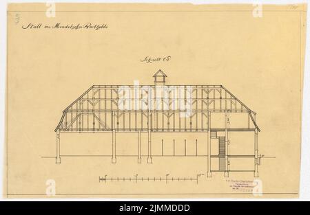 Messel Alfred (1853-1909), Gutshaus Mendelsohn-Bartholdy à Börnicke près de Bernau. Conversion (1904-1904), stable : coupe longitudinale, encre, crayon sur transparent, tu UB Plan collection inv. N° 13127 Banque D'Images