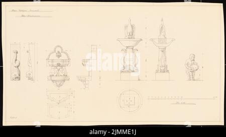 Messel Alfred (1853-1909), immeuble résidentiel Franz Wertheim, Berlin-Grunewald (1908), Alte Steinbrunnen, 1:10, crayon sur papier, Tu UB Plan collection inv. N° 13260 Banque D'Images