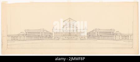 Seeling Heinrich (1852-1932), Opéra royal de Berlin-Tiergarten (1910) : vue panoramique depuis la Königsplatz. Crayon sur carton, 62,1 x 156,4 cm (y compris les bords de numérisation) Banque D'Images