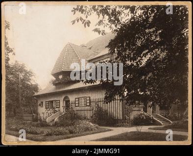 Poelzig Hans (1869-1936), exposition artistique et commerciale 1904 à Wroclaw. Maison individuelle familiale (1904): Vue sur le jardin. Photo sur papier, 18,5 x 24,3 cm (bords de numérisation inclus) Banque D'Images