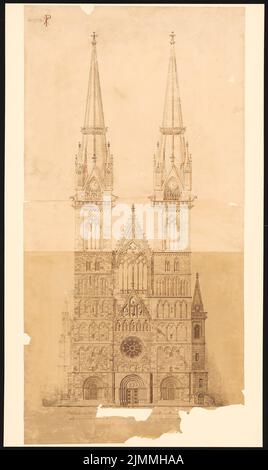 Orth August (1828-1901), Dom St. Petri à Brême. Restauration des tours (1887): Vue. Encre, crayon de couleur sur une cassure du papier, 130 x 77,3 cm (y compris les bords de numérisation) Banque D'Images