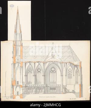 Cremer Robert (1826-1882), Église évangélique, Krefeld : section longitudinale. Tuche aquarelle sur la boîte, 108,7 x 97,5 cm (y compris le bord du scanner). Banque D'Images
