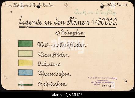 Concours Brix & Genzmer, Groß-Berlin 1910 (1908-1910) : légende du plan de la zone verte 1 : 60000 Inv.No 20122. Aquarelle d'encre sur carton, 16,4 x 24,2 cm (y compris les bords de numérisation) Banque D'Images