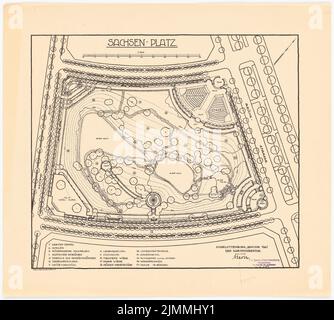 Barth Erwin (1880-1933), Sachsenplatz à Berlin-Charlottenburg (01,1921): Département de la conception des jardins 1: 500. Pression sur le papier, 51,2 x 57 cm (y compris les bords de numérisation) Banque D'Images