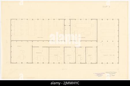 Rüster Emil (1883-1949), Université technique (Université technique), Berlin. Refuges d'urgence (15 janvier 1945) : plan d'étage. Crayon sur transparent, 37,3 x 60,5 cm (y compris les bords de numérisation) Banque D'Images