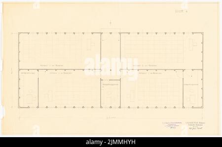 Rüster Emil (1883-1949), Université technique (Université technique), Berlin. Refuges d'urgence (15 janvier 1945) : plan d'étage. Crayon sur transparent, 37,5 x 60,5 cm (y compris les bords de numérisation) Banque D'Images