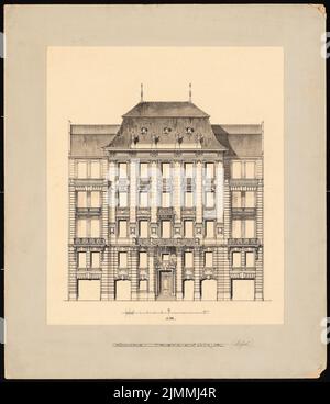 Messel & Altgelt, immeuble d'appartements de la vallée Tauentzienstraße 14, Berlin (1895) : vue 1 : 100. Tuche aquarelle sur papier, 53,7 x 46,2 cm (y compris les bords de numérisation) Banque D'Images