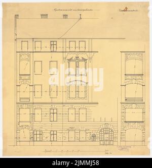 Messel & Altgelt, immeuble d'appartements de la vallée Tauentzienstraße 14, Berlin (1895): Bâtiment transversal: Vue sur la cour 1:50. Encre sur transparent, 57,9 x 55,5 cm (y compris les bords de numérisation) Banque D'Images