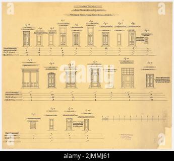 Messel & Altgelt, immeuble d'appartements de la vallée Tauentzienstraße 14, Berlin (1895) : portes intérieures dans le bâtiment avant. Encre sur transparent, 53,9 x 61,9 cm (y compris les bords de numérisation) Banque D'Images