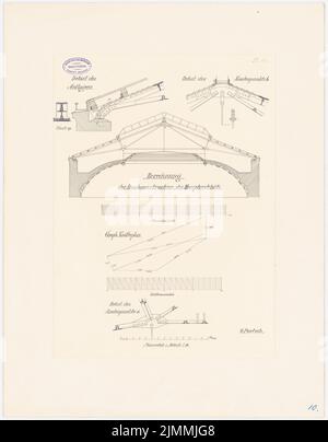 Poetsch Otto (1848-1915), Palais des expositions du monde, Berlin. Concours Schinkel 1881 (1880) : détail de la construction de la toiture du vestibule principal 1:10 et 1:50. Tuche aquarelle sur papier, 67,8 x 52,9 cm (y compris les bords de numérisation) Banque D'Images