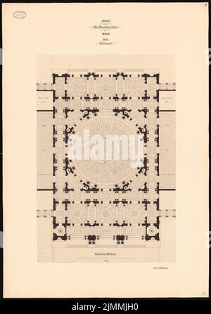 Poetsch Otto (1848-1915), Palais des expositions du monde, Berlin. Concours Schinkel 1881 (1880): Plan d'étage du bâtiment central 1: 200. Tuche aquarelle sur la boîte, 103,5 x 73 cm (y compris les bords de numérisation) Banque D'Images