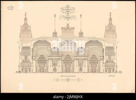 Poetsch Otto (1848-1915), Palais des expositions du monde, Berlin. Concours Schinkel 1881 (1880): Section transversale de la construction intermédiaire 1: 100. Tuche aquarelle sur la boîte, 71,4 x 103,6 cm (y compris les bords de numérisation) Banque D'Images