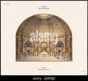 Poetsch Otto (1848-1915), Palais des expositions du monde, Berlin. Concours Schinkel 1881 (1880) : perspective de l'intérieur de l'espace dôme. Aquarelle d'encre et mise en page blanche sur la boîte, 71 x 82,2 cm (y compris les bords de numérisation) Banque D'Images