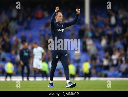 Thomas Tuchel, directeur de Chelsea, réagit à la suite du match de la Premier League à Goodison Park, à Liverpool. Date de la photo: Samedi 6 août 2022. Banque D'Images