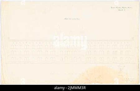 Stein Theodor August (1802-1876), Evangelical Deaconess Hospital Bethanien à Berlin-Kreuzberg (17.12.1844): 3rd conception: Vue de face. Encre, crayon sur carton, 60,8 x 99,9 cm (y compris les bords de numérisation) Banque D'Images