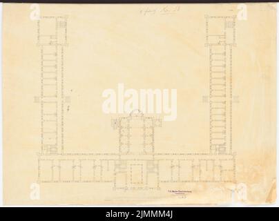 Stein Theodor August (1802-1876), Evangelical Deaconess Hospital à Bethanien à Berlin-Kreuzberg (1845-1845): 4. Conception: Grundriss EG. Tuche aquarelle sur transparent, 46,6 x 62,7 cm (y compris les bords du balayage) Banque D'Images