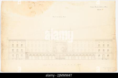 Stein Theodor August (1802-1876), Evangelical Deaconess Hospital Bethanien à Berlin-Kreuzberg (17.12.1844): 3rd conception: Vue arrière. Encre sur carton, 60,5 x 98,5 cm (y compris les bords de numérisation) Banque D'Images